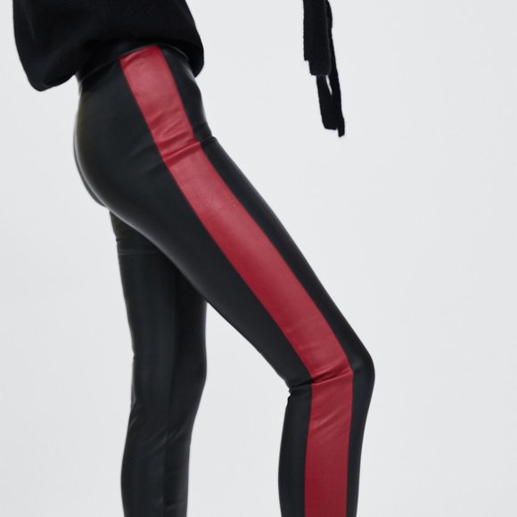 red leather pants zara